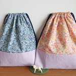 [在庫限定sale] お着替え袋 (35×30) ☆ 薄紫 × 花柄 １