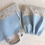   【名前刺繍2点セット】リバティ×ピンクの名入れ刺繍バッグ・巾着【納期：10日前後】