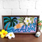 🌴ejuka  ejuka linoコラボ商品🌴ハワイアンキルト≪Aloha Wave 🌊🌴≫横長フレーム入り