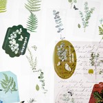 お花と英字のタグシール　green leaf　[AY563]