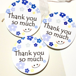 No.97 サンキューシール48枚 ハンドメイド 青いお花シール　ありがとうシール