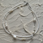 レイヤードネックレス　pearl×silver