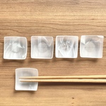 「雪解け」（5枚セット）箸置きに使える白いマーブルガラスの小皿　薬味皿　豆皿　カトラリー