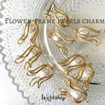 ☆再入荷☆【4pcs】フラワーフレームパールチャーム 18kgpゴールド　22069