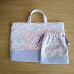 【n091313さま専用】レッスンバックと給食袋 / ユニコーンがいっぱい♡ピンク×紫
