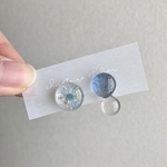 🫧ﾒﾇｴｯﾄ blue ( マーブル クリア ぷっくり ぽってり いびつ サークル 雫 イヤリング ピアス )