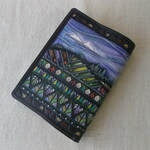 文庫サイズブックカバー　拭き染め＆刻印  牛革