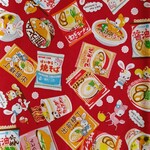生地　はいから横丁　【ラーメン柄　レッド】50×50cm　