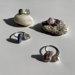 stone ring　　/  サージカルステンレス　指輪　ゴールドリング　金アレ　天然石リング　リング重ね付け