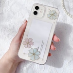 ワイヤー フラワー クリアケース ブルー系 iPhone13 iPhone12 iPhone11 iPhoneケース 透け感