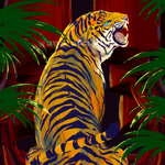 虎の背 ポストカード 寅 トラ 動物手描きイラスト ポスター インテリア デジタル画