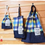 a様オーダー品：カラフルチェック柄の通園・通学５点セット