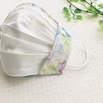 🌸春マスクカバー おしゃれ不織布マスクカバー   ダブルガーゼ(水彩画のお花)×コットンローン生地(無地)