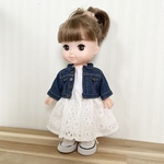 デニムジャケット（インディゴ）＆レースワンピース♡メルちゃんソランちゃん服ハンドメイド