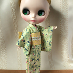 22センチドールサイズ・着物　グリーン