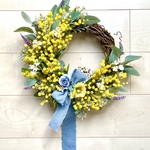 No.wreath-15431★ミモザとラベンダーの春リース22-(2) 　春のリース　55x40cm・アーティフィシャルフラワー/造花リース/春のリース