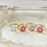 ピンキーリング　指輪　リング　レジン　お花　淡色　春カラー