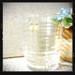 とんぼ玉ピアス☆丸6mm☆ホワイト×イエロー