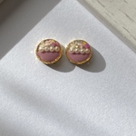 ドライフラワー　ハーフ　ピンク　レジン　プチ　樹脂ピアス