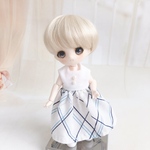 ホワイト×ブルーチェックワンピース【ねんどろいど/オビツ11】