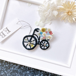 【新作】自転車と花束  ビーズ刺繍ミニブローチ