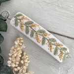 【送料無料】ミモザの刺繍バレッタ・WH