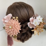 成人式　髪飾り　つまみ細工　ピンク　白　桜🌸