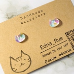 【再販♡】パステルカラーシェル猫ちゃんのちび猫ピアス(ノンホール樹脂変更可)　金属アレルギー対応　送料無料　パーツ変更無料　レジン
