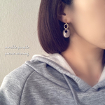 くすみマーブルパープルピアス／イヤリング