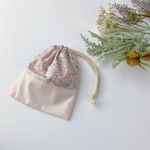 《完成品》 リバティ巾着／縦25cm×横20cm【Margaret Annie】水色・入園入学