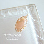 オレンジムーンストーンペンダント（ワイヤージュエリー☆ワイヤーアクセサリー☆ワイヤーラッピング天然石ネックレス☆KuthumistyleⓇ☆クツミスタイル）