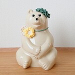 【しろくま貯金箱】クローバー冠、お花チョーカーの2点セット(IY)