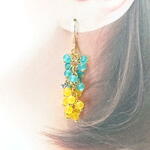 （送料無料)シードビーズのピアス（ウクライナの国旗色）　※マスクチャーム・イヤリングに変更可能