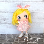 “再販”☆THIERRY☆イーマリーちゃん着せ替えお洋服　ピンク花柄チュニック　かぼちゃパンツ　うさ耳ヘアーゴム