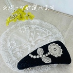 ☆受注制作☆⚮̈ミナペルホネン⚮̈ bonheur(beige＋navy)バレッタ②