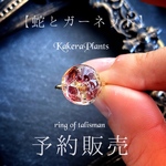 追加枠〖限定数再販予約受付〗【蛇とガーネット】白蛇のタリスマンリング✶無限の発展✶ring of talisman/KakeraPlants