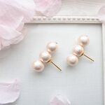 さくら色 ピンク 3連コットンパールピアス　8ミリ 3連パールさくら 桜 ピアス  ラインピアス　川口春奈 わたナギ  多部未華子