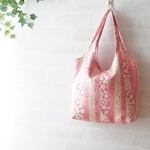 くったりバッグミニ　桜のライン柄