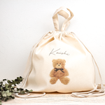 4Colours【名前入り】オリジナルバック B ふわふわくまさん　Teddybear A　一升餅　一升パン　リュック　生成り　