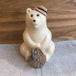 しろくま貯金箱＊サークルかごバッグ(ベージュ)＆カンカン帽セット