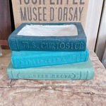 ラスト！ブルー緑黒♡３段BOOK型 シックカラー系【オシャレな陶器鉢】寄せ植えにもぴったり♪ガーデン雑貨 ガーデニング雑貨