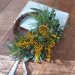 natural wreathリース  ミモザ