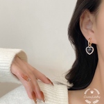 新作　2way クロスカット　ブラックハート　フープ　ピアス　