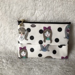 ラミネート　ティッシュポーチ　ラミネートポーチ　ミニミニポーチ No.30 キラキラガール　白