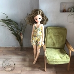 小花柄のルームウェア　イエロー　リカちゃん　ピュアニーモ2エモーションS