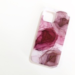 アルコールインクアートスマホケース/薔薇アート/ボルドー/iPhoneケース