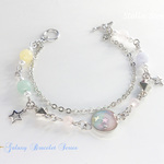 宇宙☆ミルキーギャラクシーブレスレット～milky galaxy～＊シルバー＊樹脂・レジン＊星チャーム＊ブルーレース・ローズクォーツ・アラゴナイト・アマゾナイト・天然石＊パワーストーン
