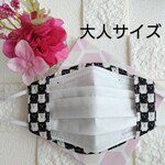 ねこ✨不織布マスクカバー インナーマスク 2way 2重マスク ハンドメイド 大人用 　モノトーン　白黒
