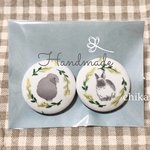 ミモザとうさぎさんのくるみボタンマグネット