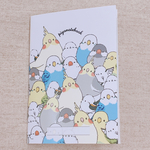 A6サイズノート　シマエナガの文鳥とインコがいっぱい